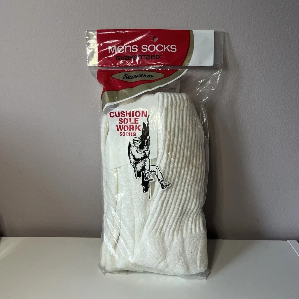 Vintage 1971 Kentucky Derby Hosiery Mens 3 Pair Cushioned Sole Work Socks One Sz